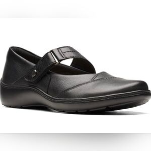 NEW - Clarks Black Leather Cora Gema Mary Jane Shoes (Size 8.5W)